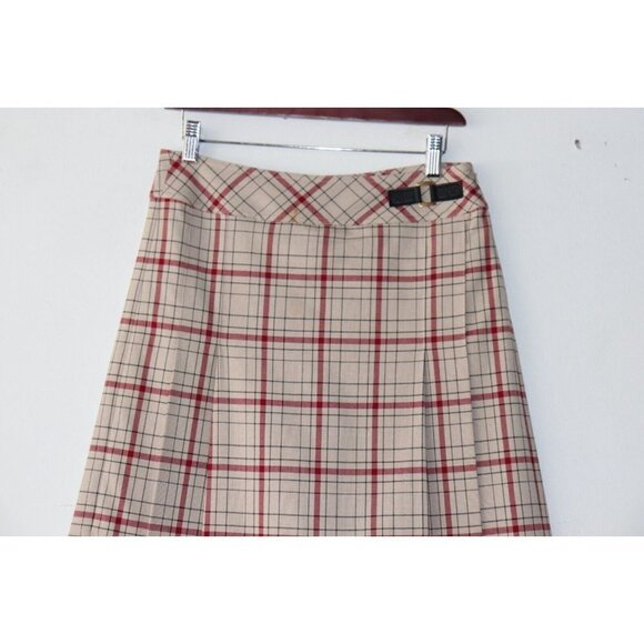St. John Sport Women Size 4 Small Beige Red Skort Plaid Pleated Mini Skirt Skort - Picture 4 of 7